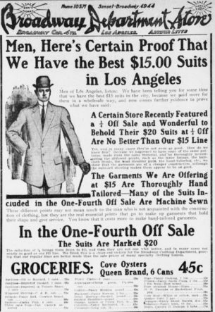 five classic vintage workwear styles - Newspaper_advertisement_for_men's_suits,_1909