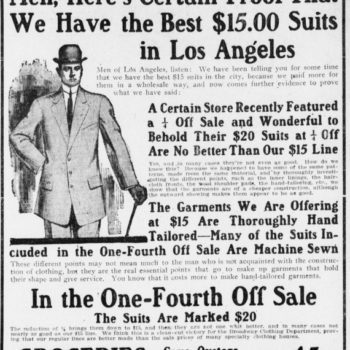 five classic vintage workwear styles - Newspaper_advertisement_for_men's_suits,_1909