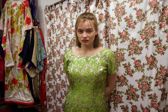 1960s silver and green brocade dress