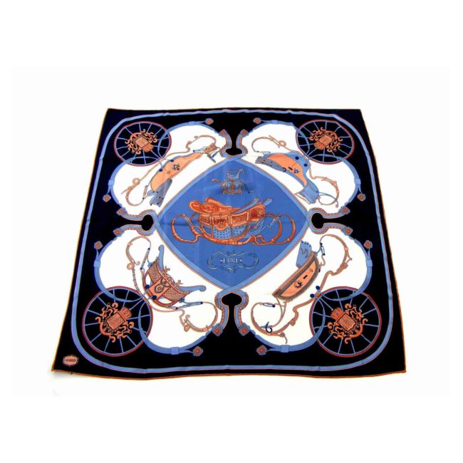 Birds eye view of Serres Fairytale Carriage Printed Silk Scarf