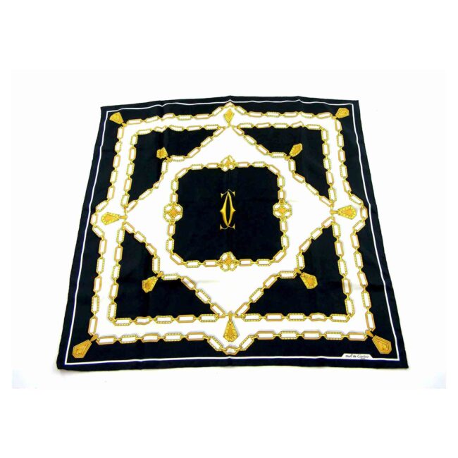 Cartier Gold Chain Silk Head Scarf full