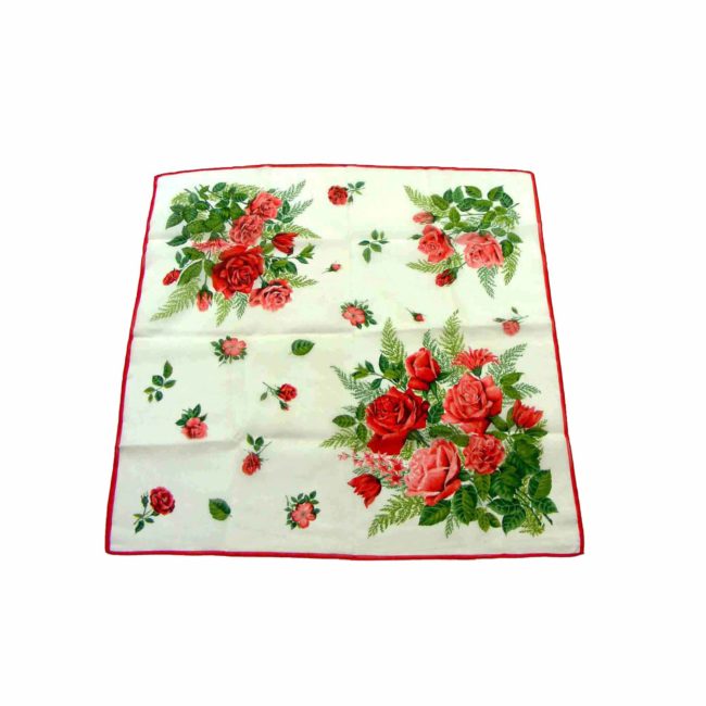 Full view of Red Rose Printed Head Scarf