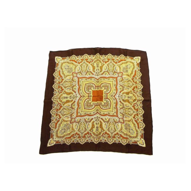 Full view of Brown Paisley Printed Head Scarf