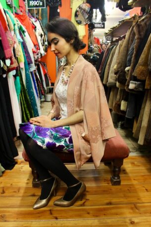 peach colored silk 50s vintage Haori