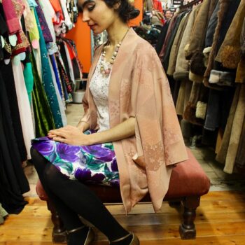 peach colored silk 50s vintage Haori