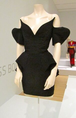 80s dresses - Thierry mugler cut-out shoulders look dress -