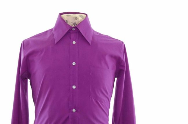 70s Purple Long Sleeve Shirt closeup
