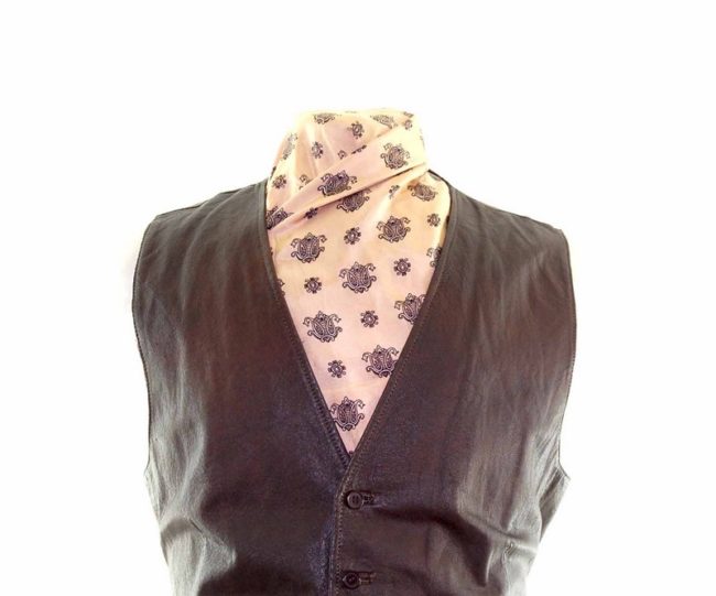 Brown Authentic Leather Waistcoat closeup