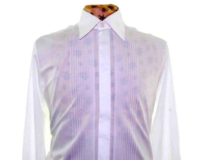 70s White Ribbed Long Sleeve Shirt closeup