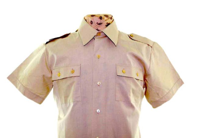 70s Khaki Short Sleeve Shirt closeup