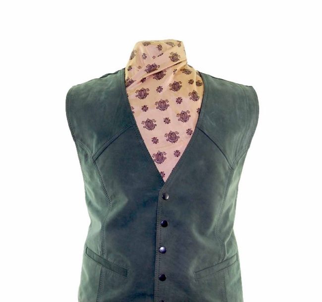 Dark Green Suede Waistcoat closeup