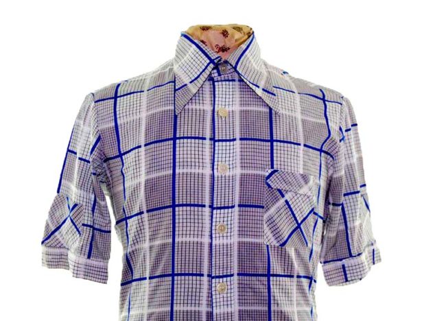 70s Graphic Checked Short Sleeve Shirt closeup