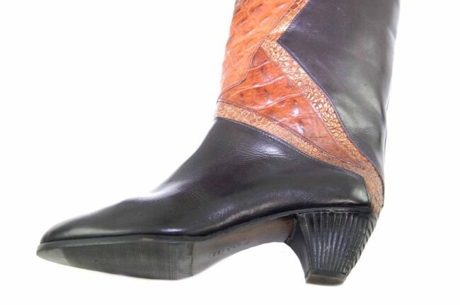 Close up side 80s Snake Skin Black Leathers Boots