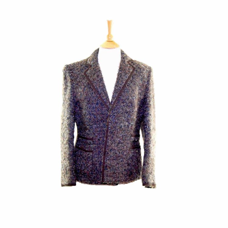 Womens Grey Mohair Woolen Jacket