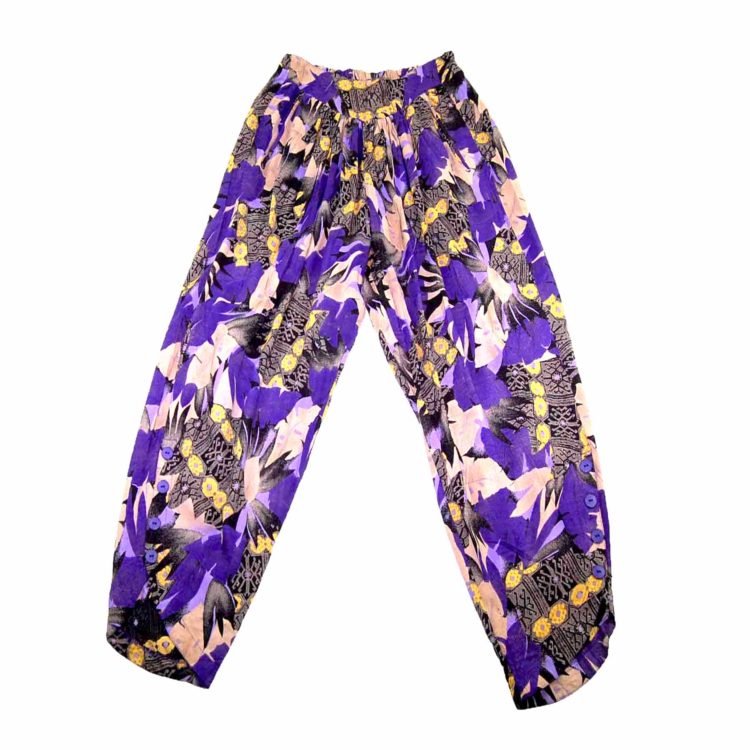 90s Purple Floral Patterned Harem Pants