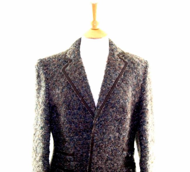 Womens Grey Mohair Woolen Jacket closeup