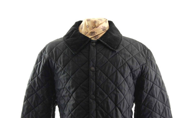 Barbour Diamond Quilted Black Jacket closeup