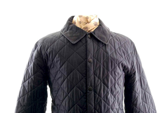 Barbour Navy Diamond Quilted Jacket closeup