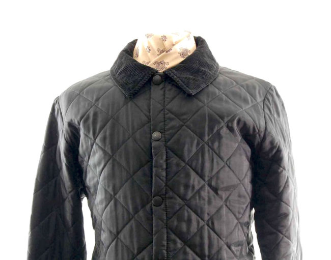 Front close up of Barbour Black Quilted Jacket
