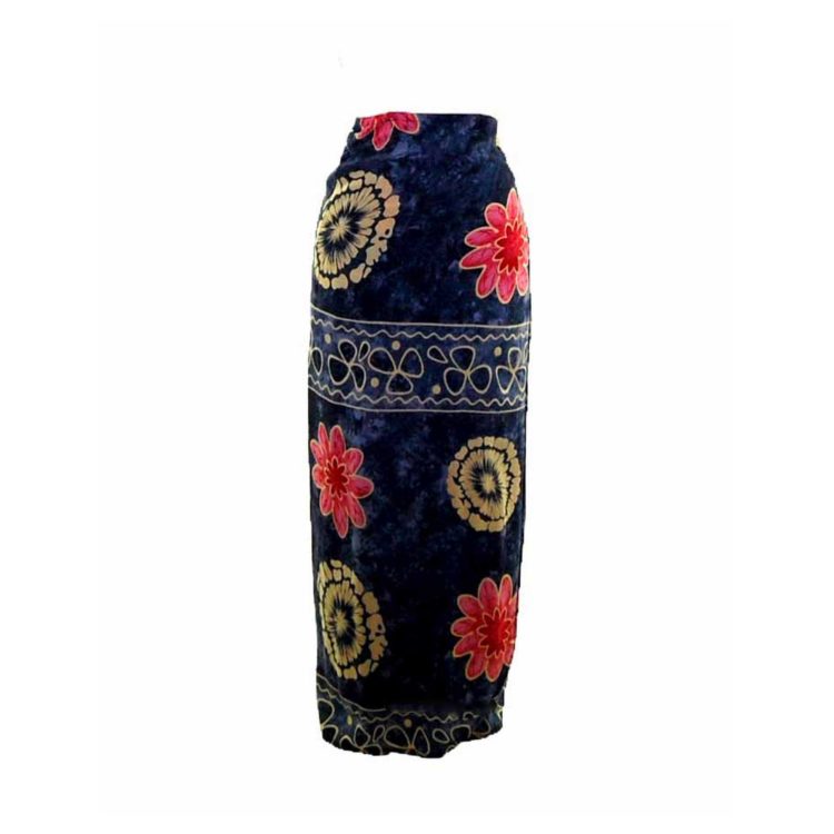 90s Navy Floral Printed Wrap Skirt