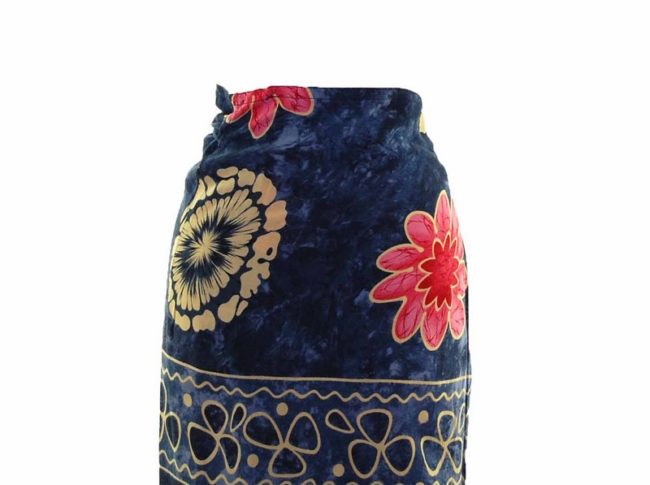 90s Navy Floral Printed Wrap Skirt closeup