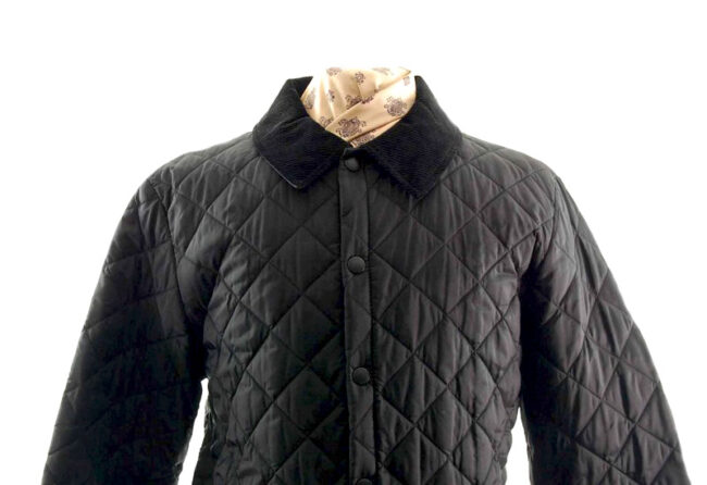 Barbour Quilted Black Jacket closeup