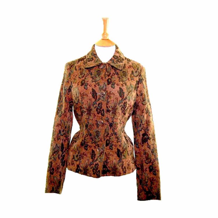 Ladies Green Floral Tapestry Jacket