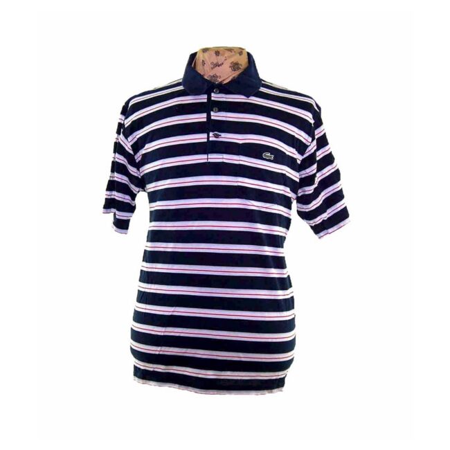 Lacoste White Striped Navy Polo Shirt