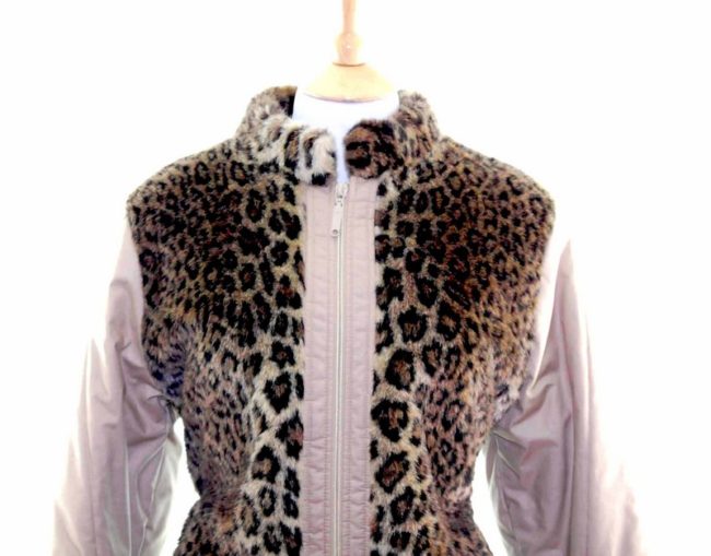 Leopard Print Faux Fur Jacket Front