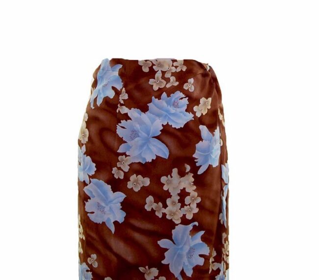 90s Brown Blossom Wrap Skirt closeup