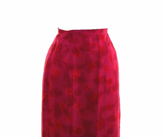 90s Pink Floral Printed Wrap Skirt closeup