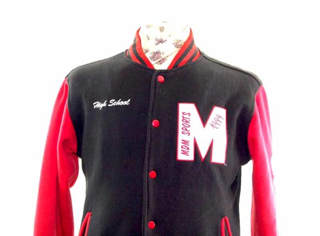 Vintage Red Sport College Jacket closeup