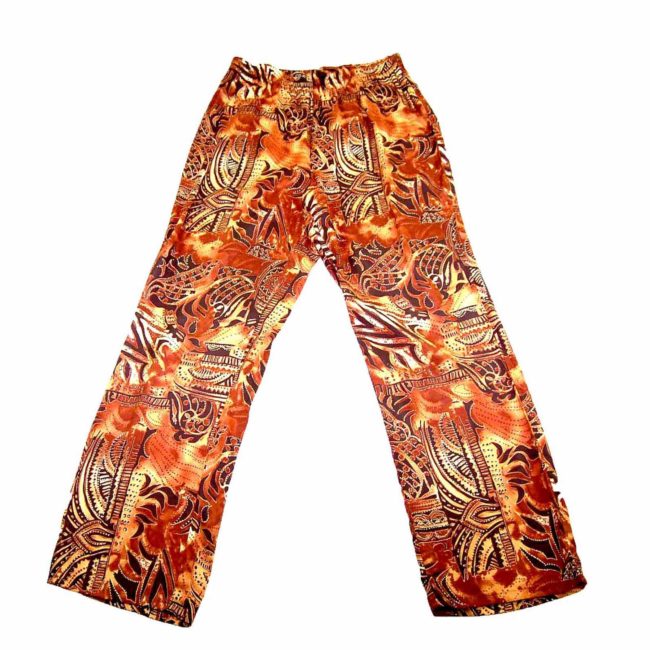 90s Brown Patterned Straight Leg Trousers