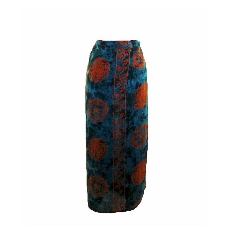 90s Dark Green Printed Maxi Skirt