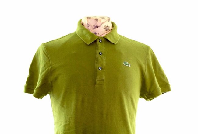 Lacoste Khaki Green Polo Shirt closeup
