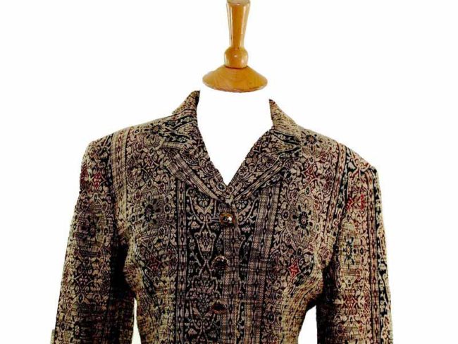 Womens Cropped Tapestry Jacket closeup