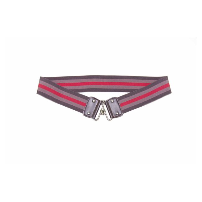 80s Grey Striped Elasticated Belt