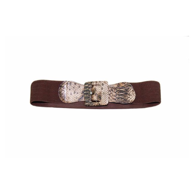 80s Brown Snake Skin Elasticated Belt