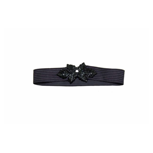 80s Black Leaf Elasticated Belt