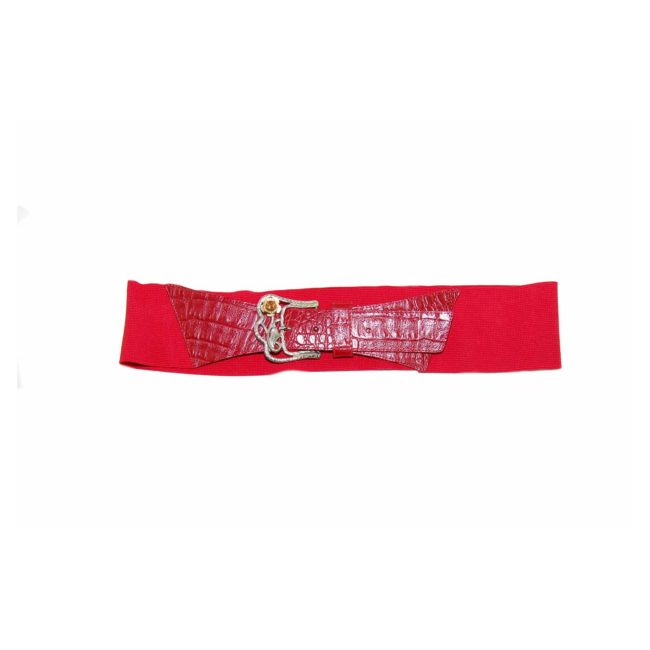 80s Red Snake Skin Elasticated Belt