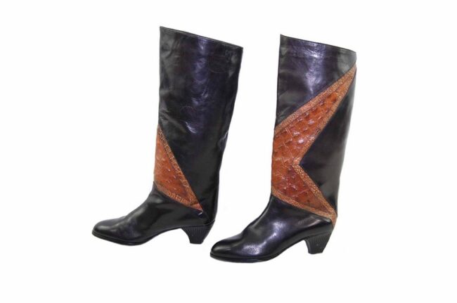 side view of 80s Snake Skin Black Leathers Boots