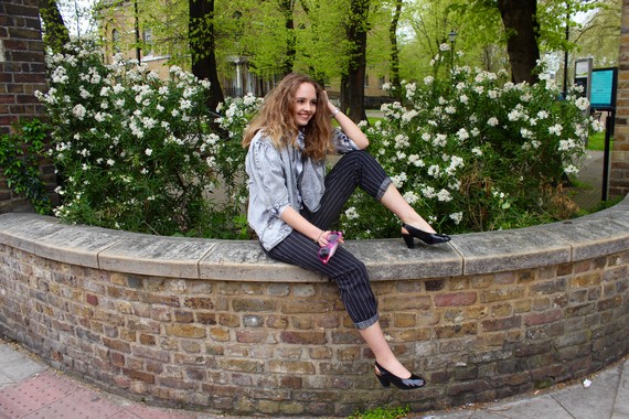 80s striped trousers and black pumps 80s striped trousers and black pumps