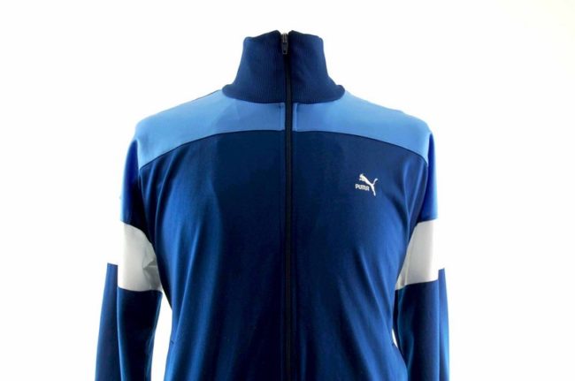 Close up of 90s Blue Puma Track Top