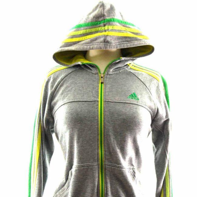 Close up of 90s Ladies Hooded Grey Adidas Top