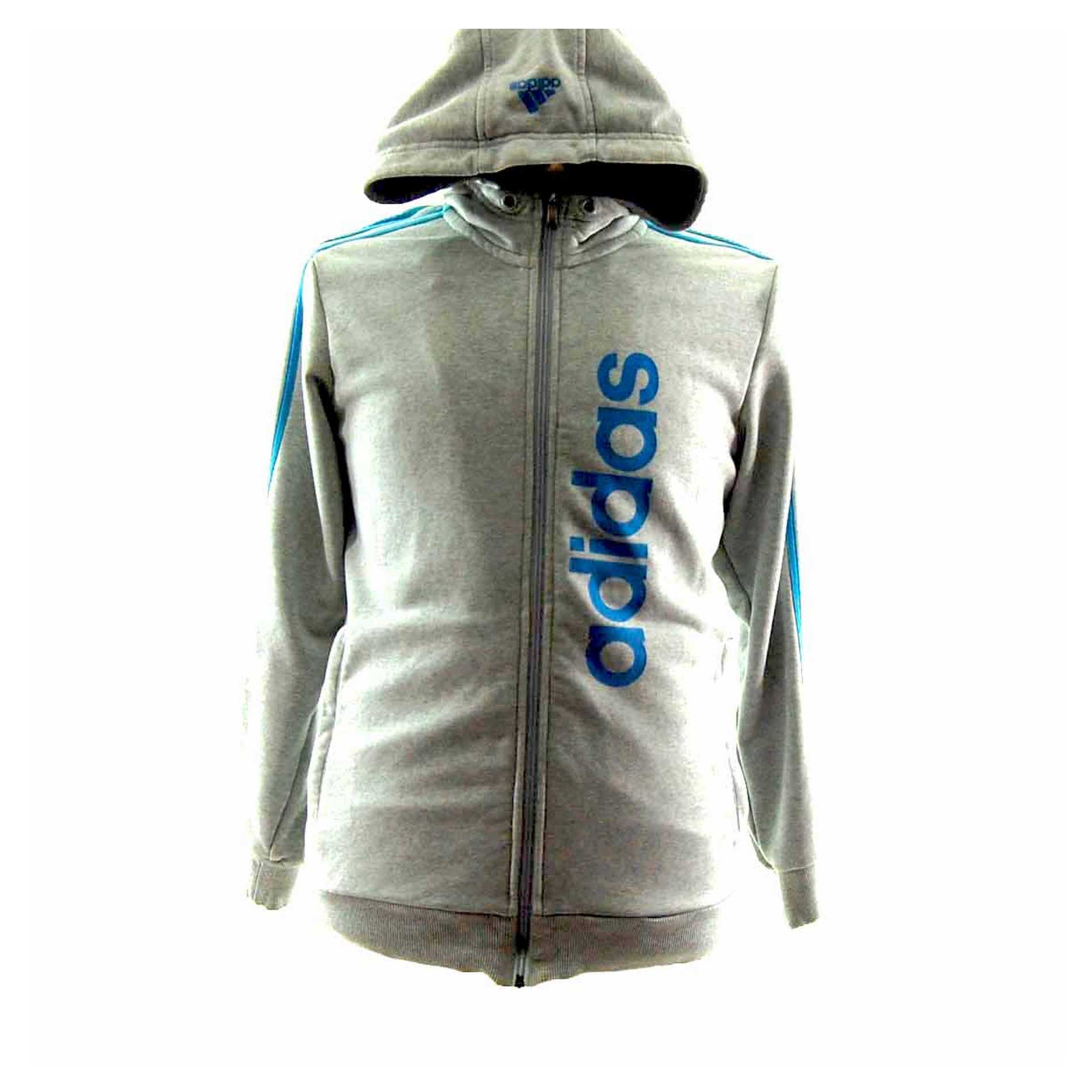 grey and blue adidas hoodie