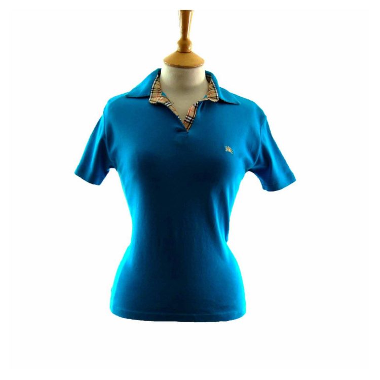 Ladies Bright Blue Burberry Polo Shirt