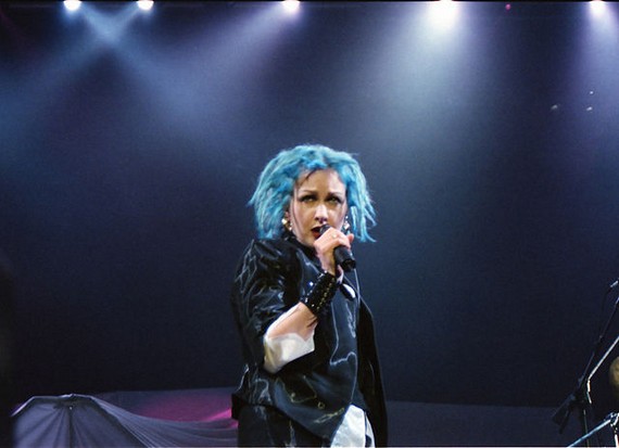 Cyndi with blue hair Cyndi with blue hair
