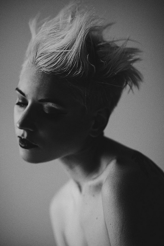 Woman with spiked blonde hair Woman with spiked blonde hair