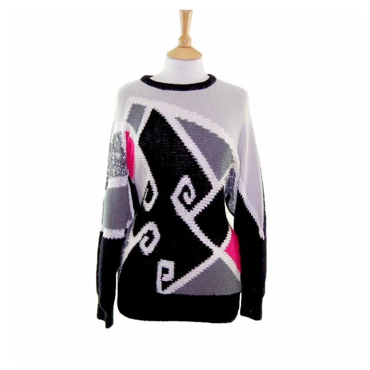 Ladies Funky Multicoloured Colourblock 80s Sweater