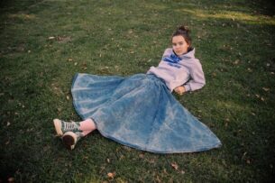 90s Clothing Fashion - Levis blue denim 90s skirt